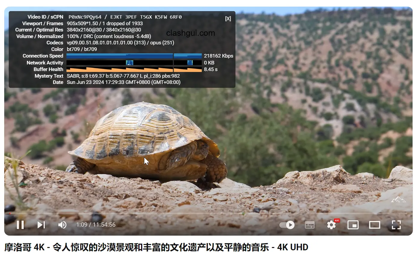 Fastlink 机场 YouTube 4K 播放测试